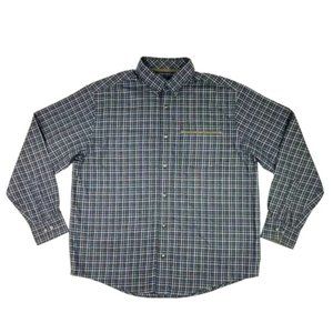 Cabela's Button Down Shirt Mens Size L Plaid Navy Blue